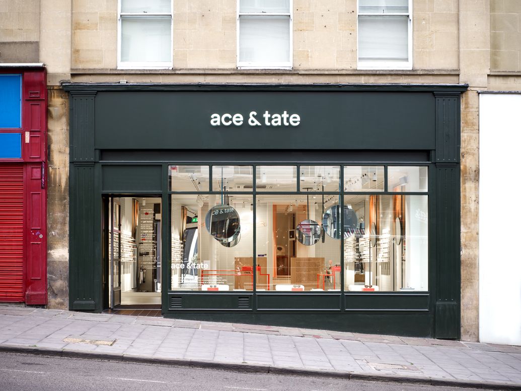 Ace & Tate Park Street storefront with dark green fascia on a Bath-stone Bristol terrace