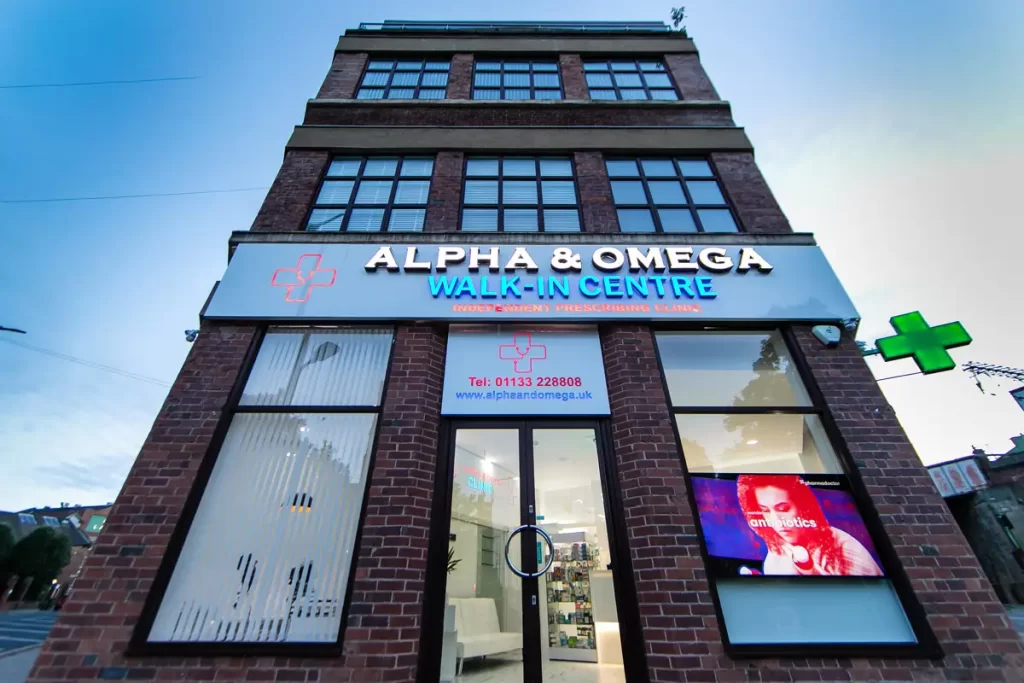 Modern clinic interior with reception and treatment areas at Alpha & Omega Walk-In Centre