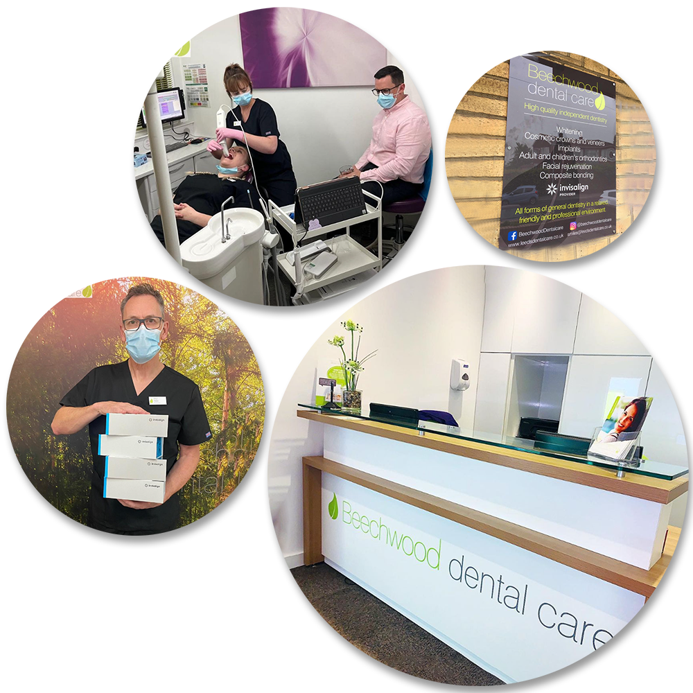 Beechwood Dental Care services and team collage featuring dental treatments and practitioners