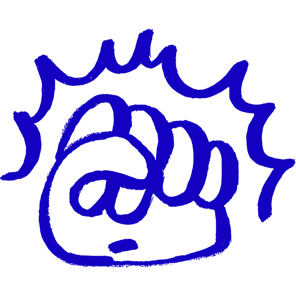 Bristol Mind brand illustration (raised fist, blue)