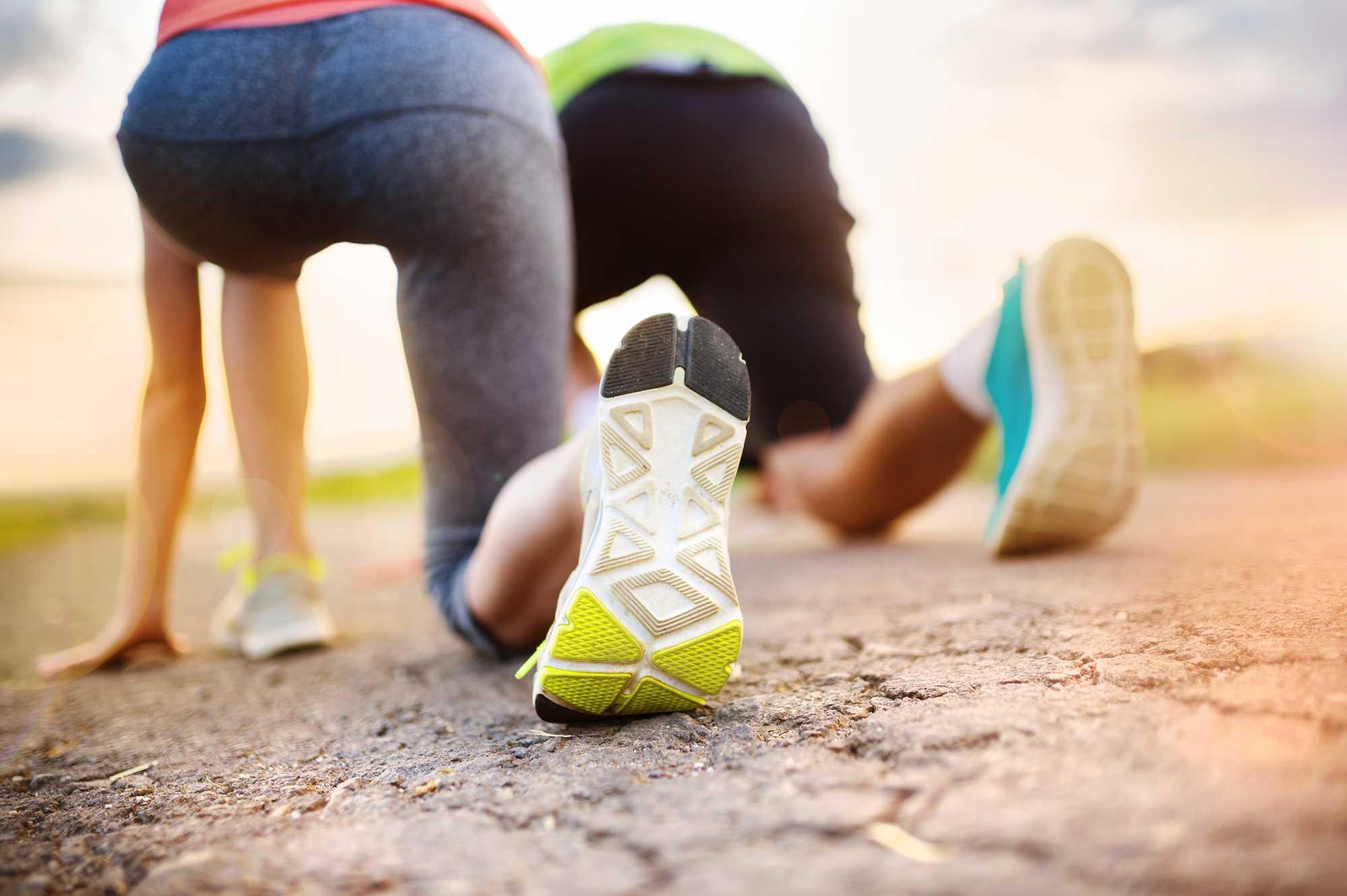 Close-up of feet while running