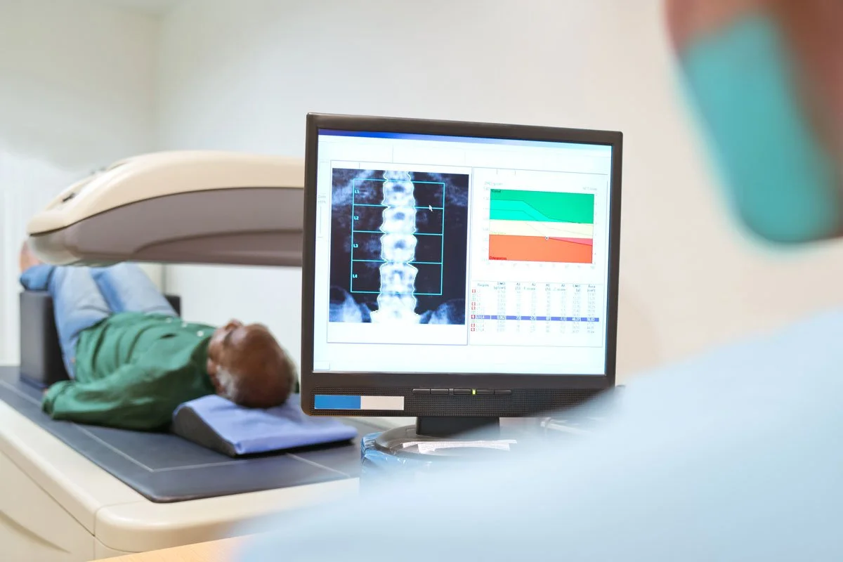 DEXA bone density scan image, showing diagnostic imaging service