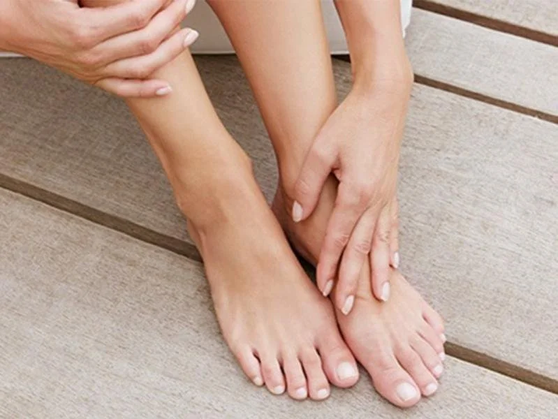 Medical treatment and foot care service in progress