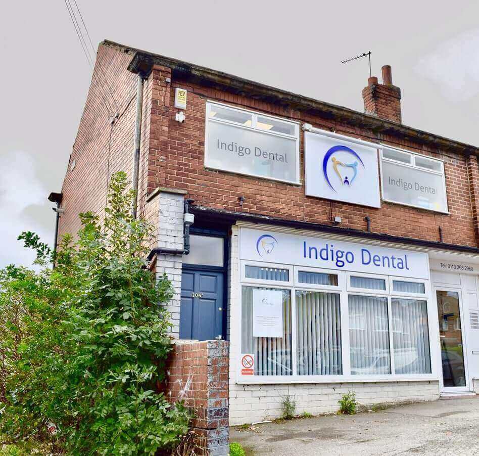Indigo Dental practice exterior and reception area