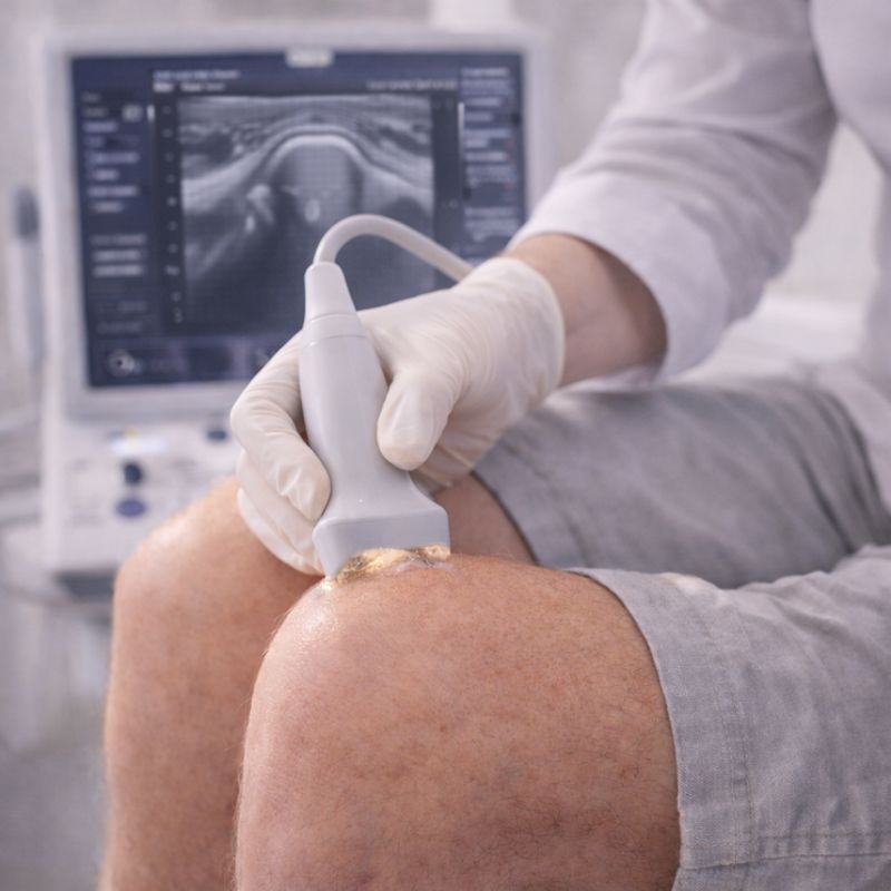 Ultrasound-guided joint injection of a knee