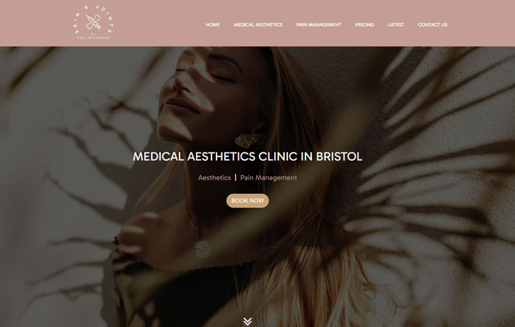 Skin & Joints homepage hero — 'Medical Aesthetics Clinic in Bristol'