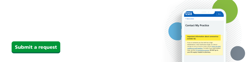 NHS Submit a request promotional banner (site og:image; generic NHS template, not a clinic logo)