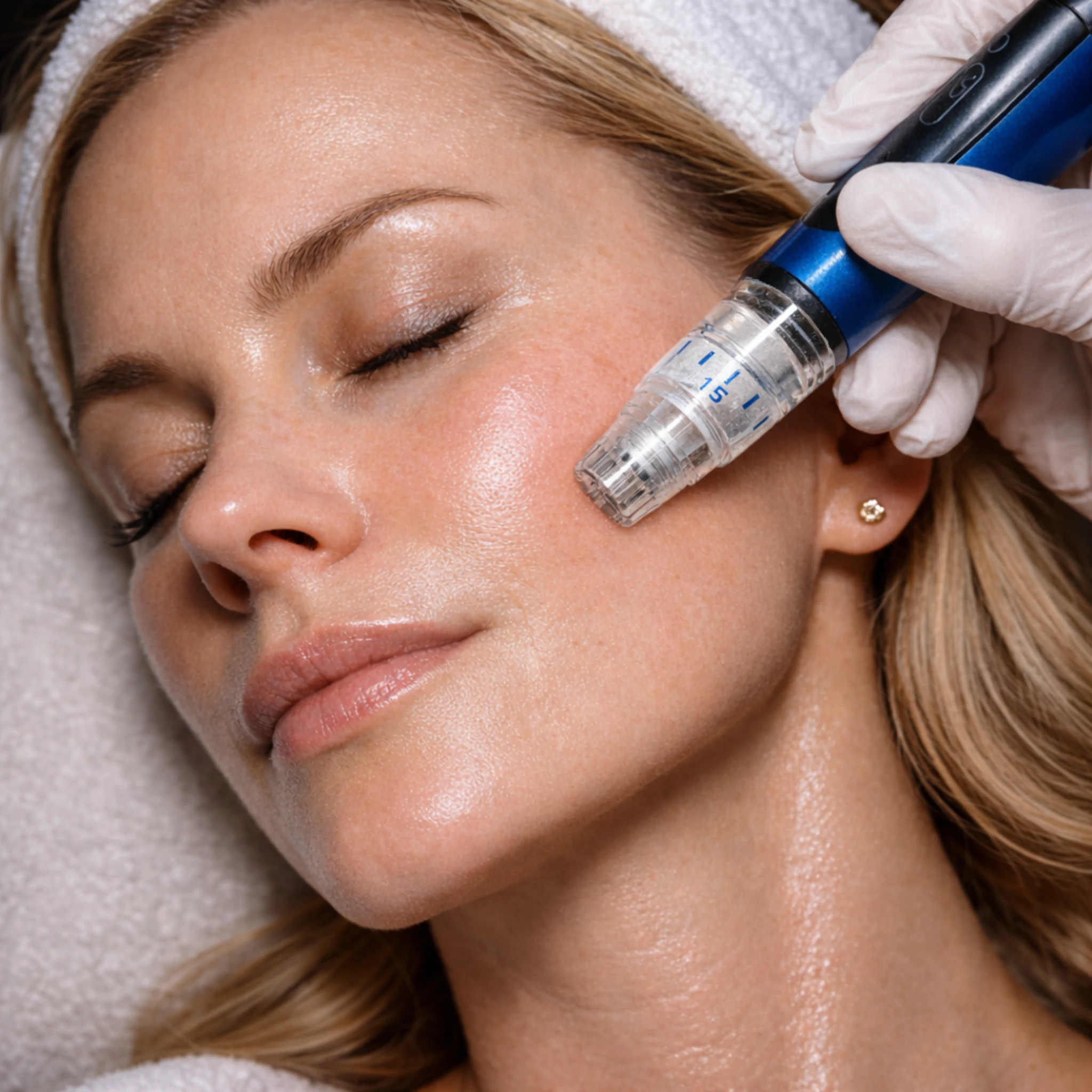 Microneedling skin treatment demonstration